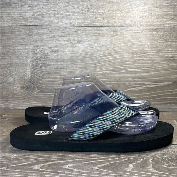 Teva Mush II Men’s Sz 13 Blue Gray Green Black Slip On Thong Flip Flop Sandals - Picture 1 of 11